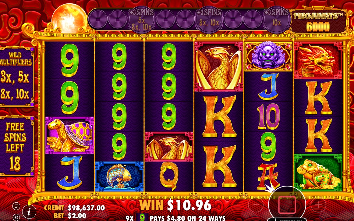 Free Spins-läget med de valda spinnen och Wild-multiplikatorn